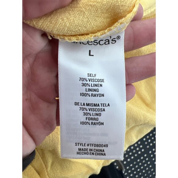 Audrey Parks Francescas Sleeveless Jumpsuit Womens Large Smocked Back Yellow NEW - Picture 4 of 6